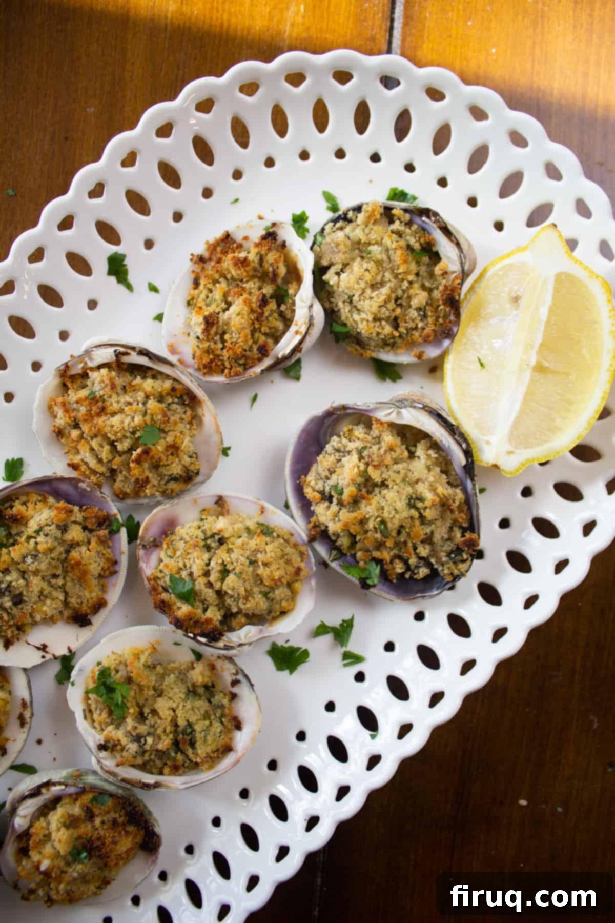 Christmas Eve's Seven Fishes Feast 6 Baked clams with lemon.