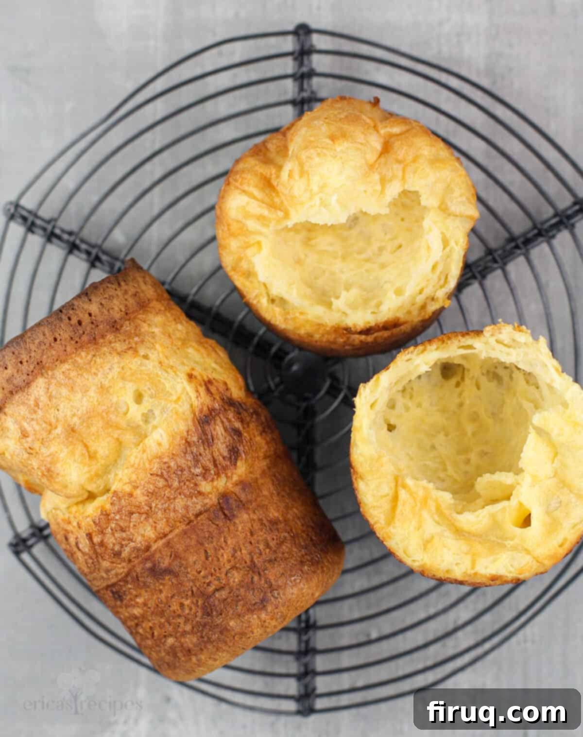 Fluffy Popover Perfection 7 popovers on wire rack