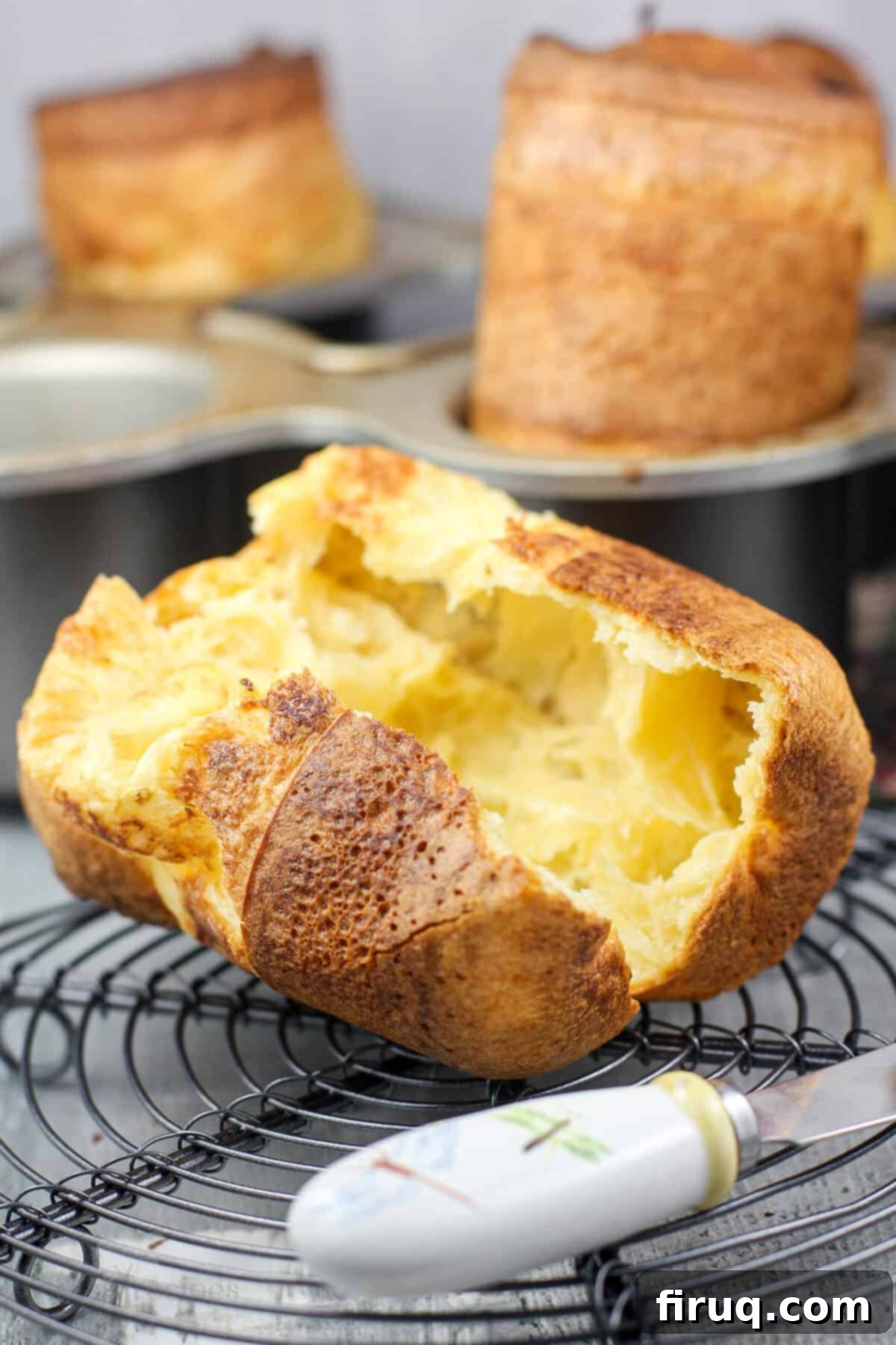 Fluffy Popover Perfection 9 popover broken open on wire rack