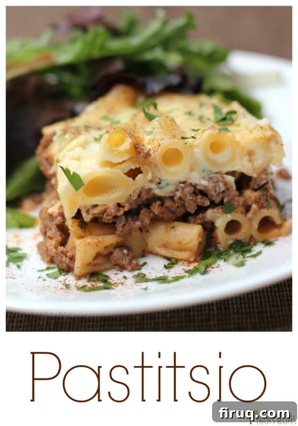 Hearty Greek Pasta Bake 7 Baked Pastitsio casserole, ready to serve, representing the best of Greek comfort food