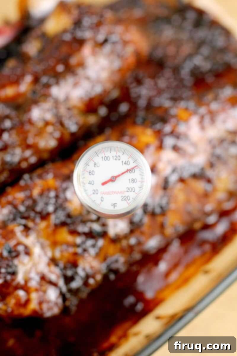 Bourbon-Glazed Pork Medallions with Zesty Mustard Sauce 8 meat thermometer showing the cook temperature