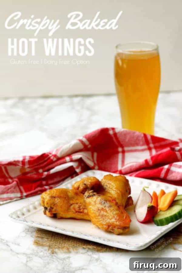 Crispy Baked Hot Wings Platter Platter of Crispy Baked Hot Wings ready to serve with celery and dip.