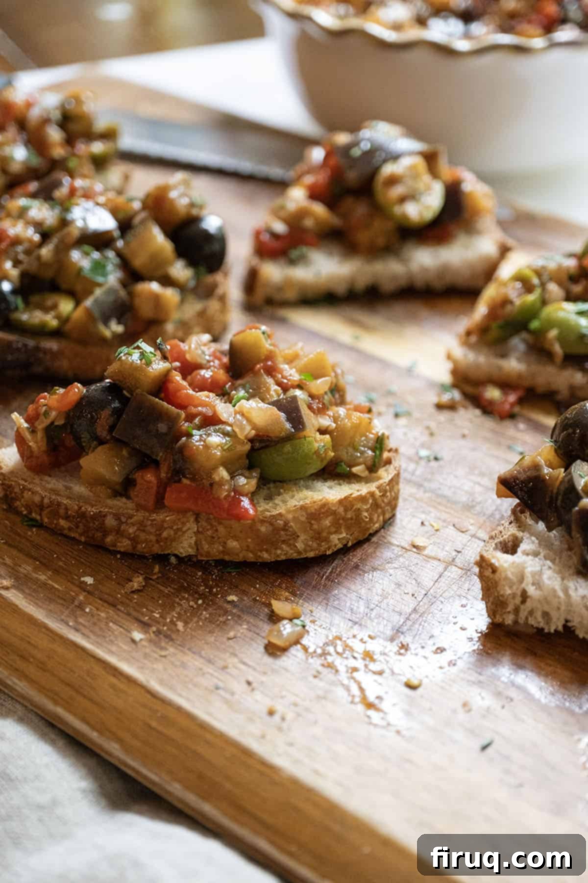 Tangy Eggplant Caponata 11 A close-up of a bowl of homemade Eggplant Caponata, perfect as an appetizer or side dish.