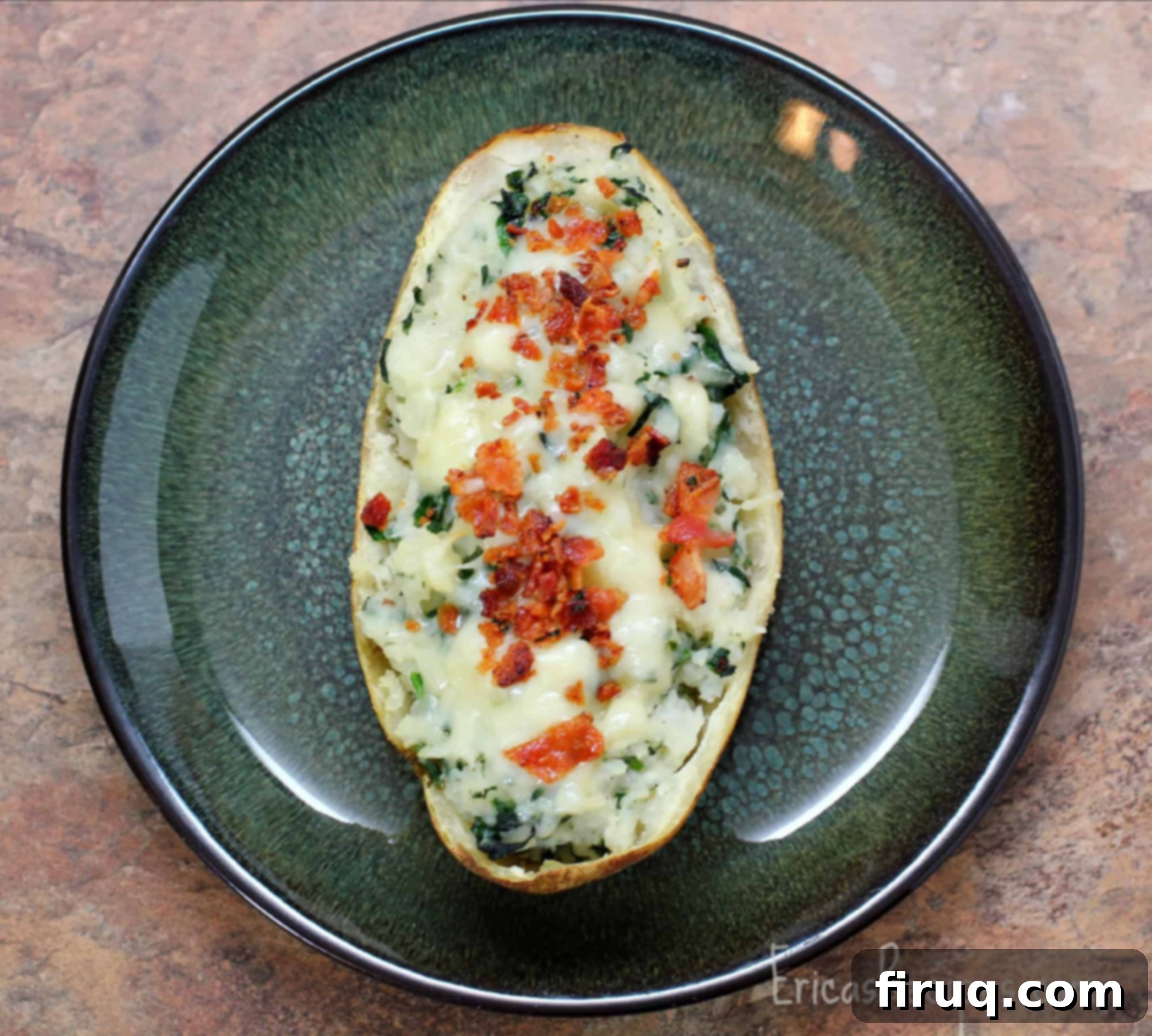 Loaded Buttermilk Twice-Baked Potatoes with Spinach & Bacon 4 Spinach, Bacon, and Buttermilk Twice Baked Potatoes recipe card image
