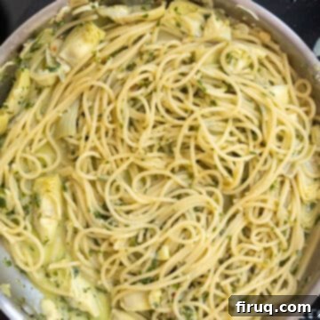 Flavorful Artichoke Pesto Pasta 9 pesto and pasta combined