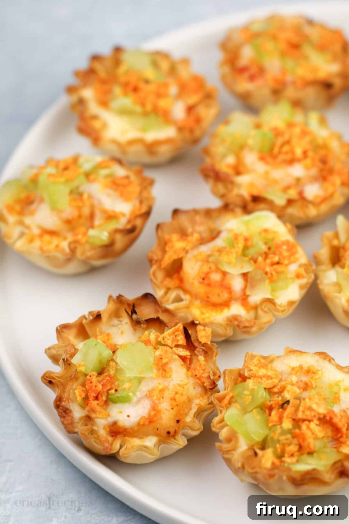 Buffalo Shrimp Poppers 8 prepared recipe on white dish