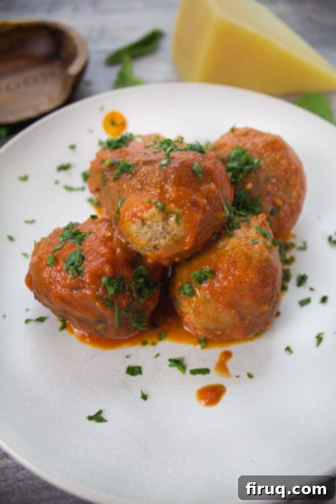 Classic Italian Dishes You Need to Master 3 Meatballs in Tomato Sauce garnished with fresh basil