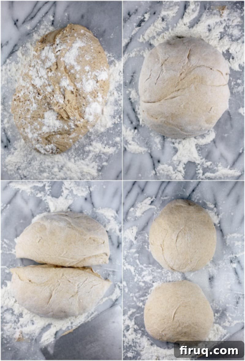 Healthy Whole Wheat Pizza Dough 7 collage of 4 photos showing the process for the second rise