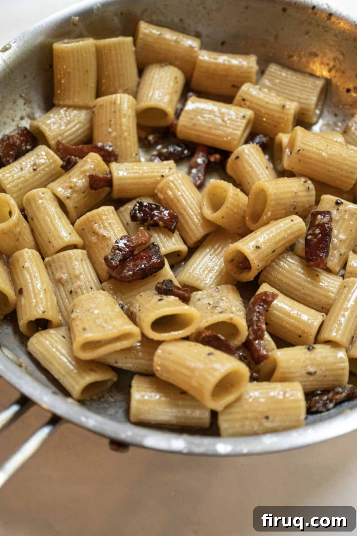 Roman Guanciale Pasta 12 Pasta alla gricia finished in the pan.