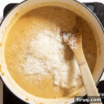 Velvety Potato and Onion Embrace 11 Parmesan added to the soup.