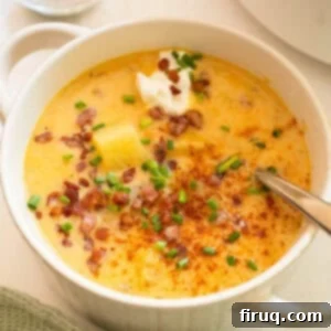 Velvety Potato and Onion Embrace 14 Creamy potato and onion soup topped with pancetta, chives, and sour cream.