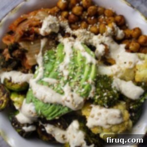 Crispy Chickpea Power Bowl 5 roasted vegetable grain bowl