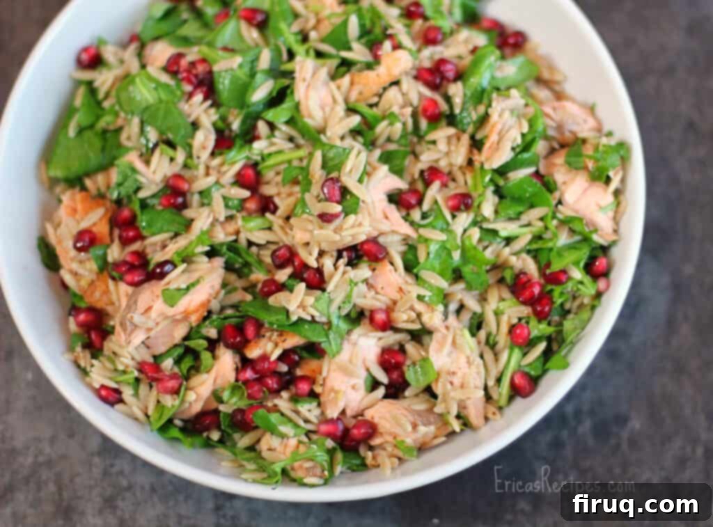Nutrient-Rich Orzo Power Salad with Salmon, Walnuts, and Fresh Greens