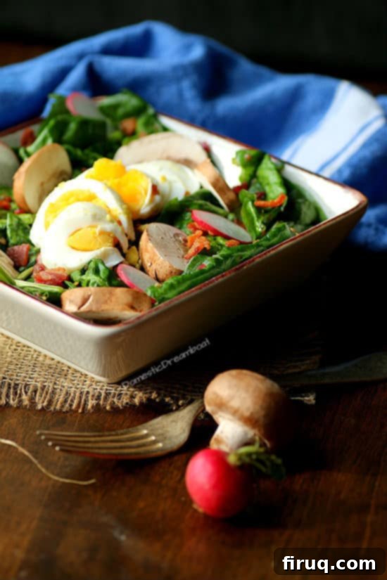 Homemade Warm Spinach Salad Warm Spinach Salad with Bacon, Eggs, and Mushrooms