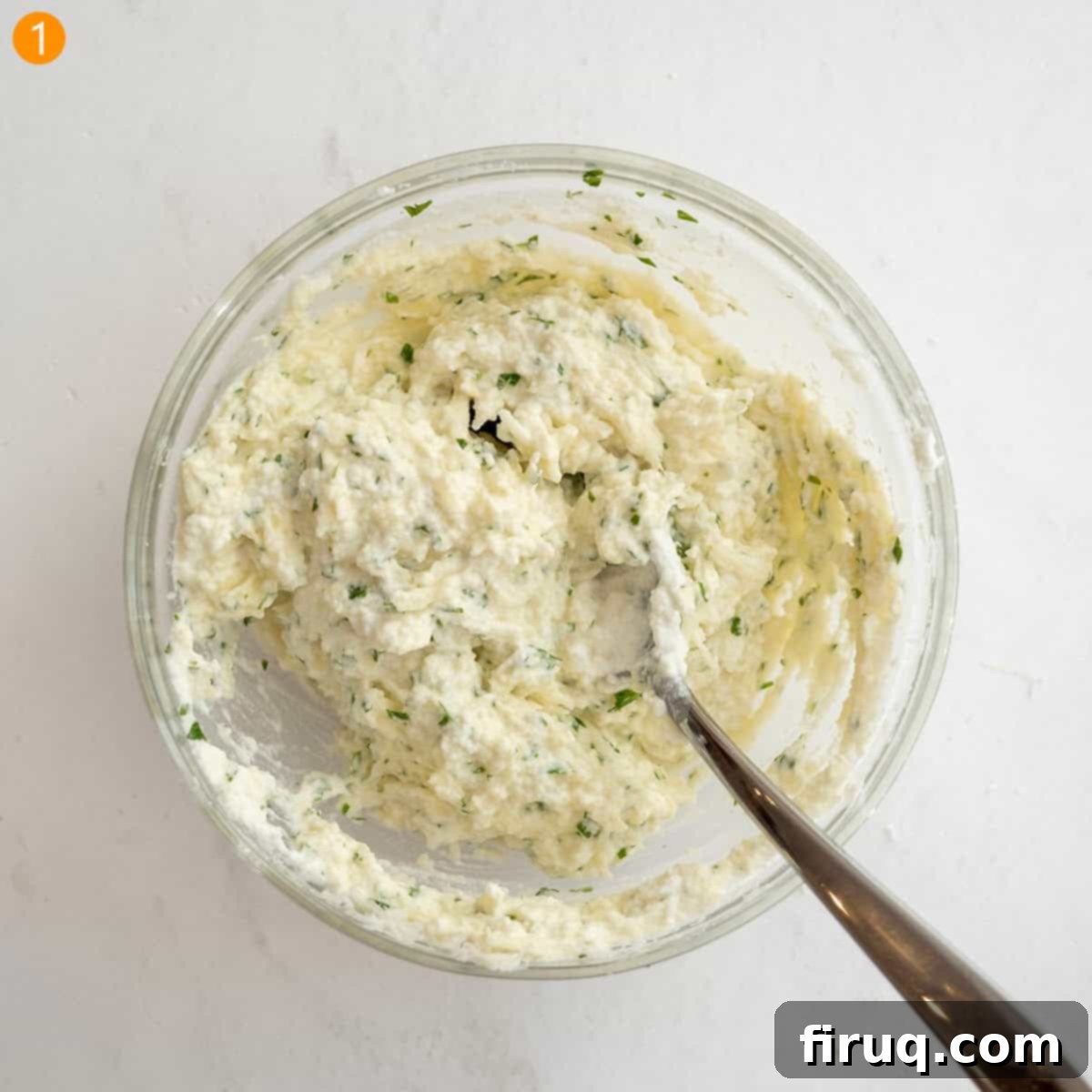 Chicken Rollatini 4 Ricotta filling in a bowl.