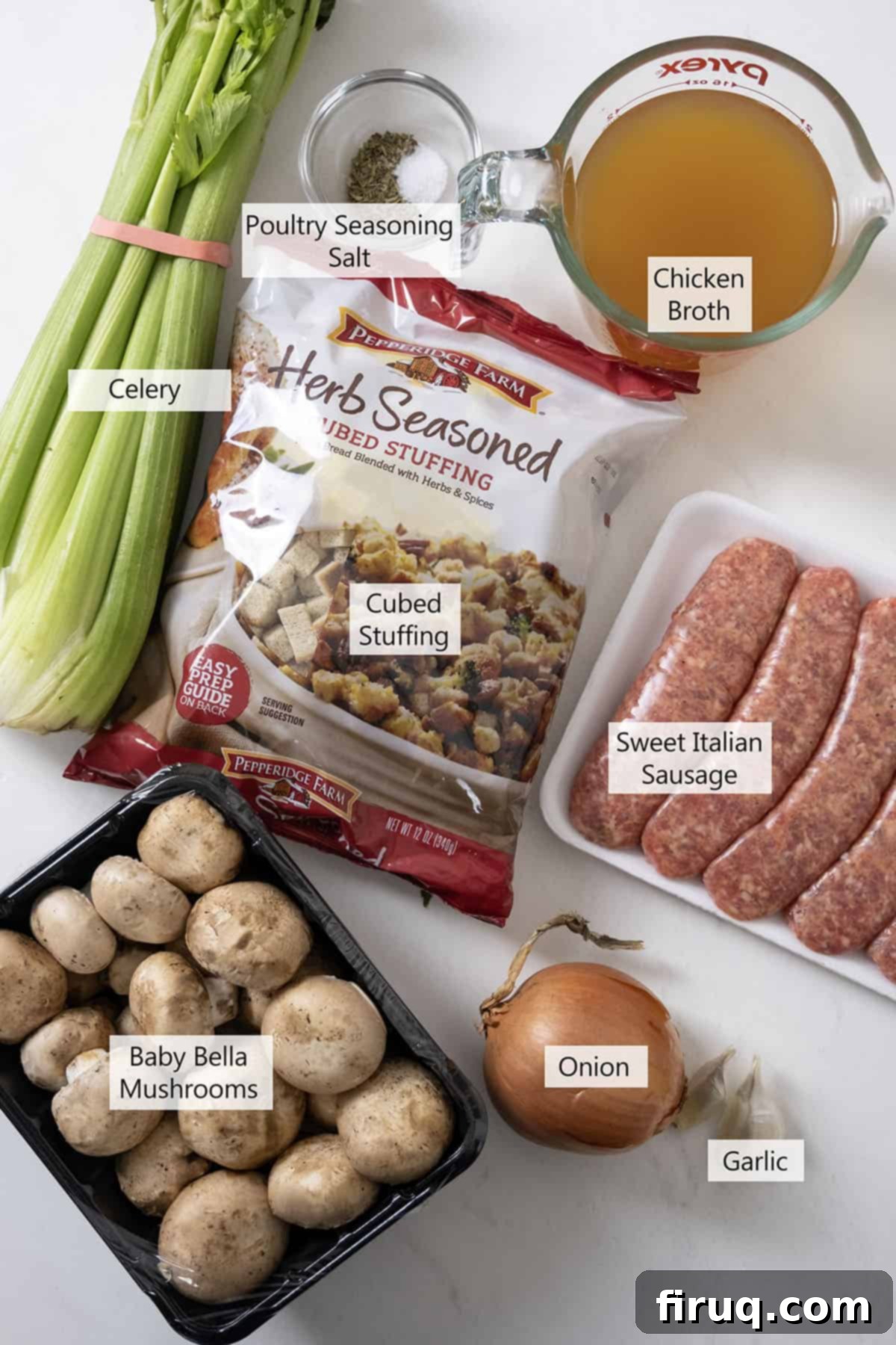 Gourmet Italian Sausage Stuffed Mushrooms 3 Ingredients for the recipe.