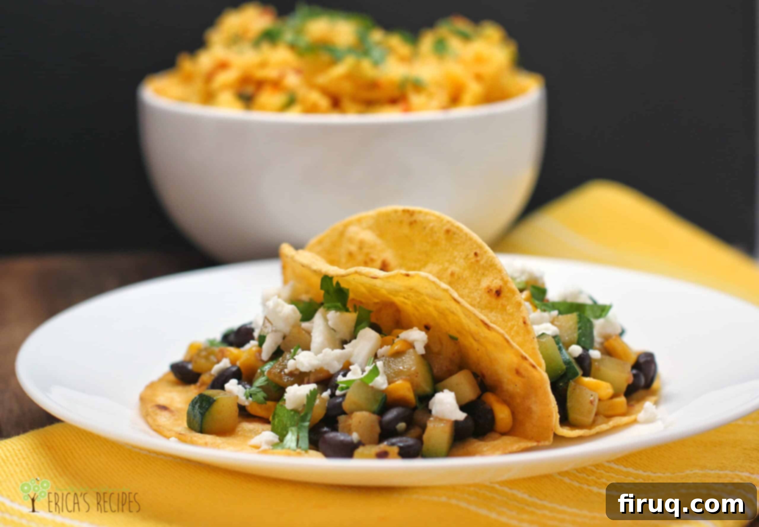 Flavorful Zucchini, Black Bean and Corn Tacos 5 Zucchini, Black Bean, and Corn Tacos with feta and cilantro