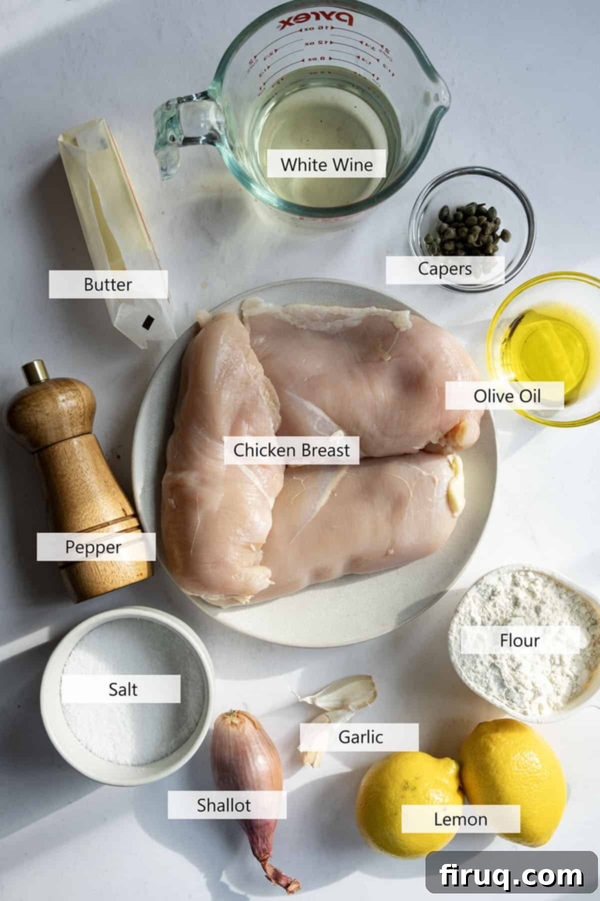 Perfect Homemade Chicken Piccata 3 Ingredients for the recipe.