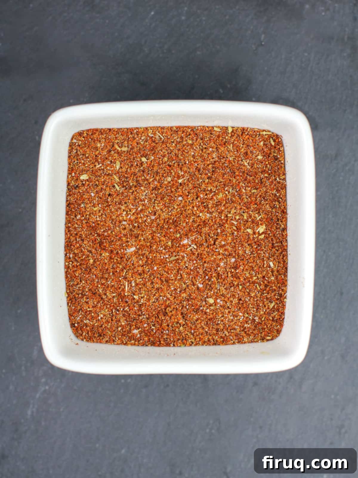 DIY Taco Seasoning 3 white square bowl filled with taco seasoning mix