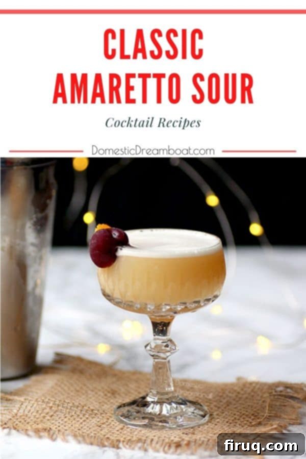 Perfectly Foamy Amaretto Sour Close-up of a perfectly crafted Amaretto Sour with a rich foam.