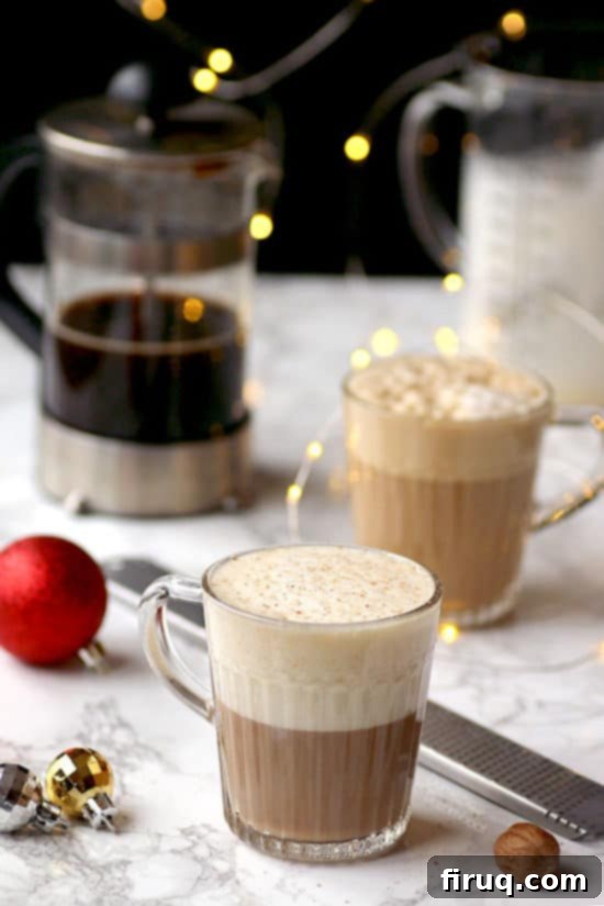 Eggnog Latte with Foamed Milk Eggnog Latte - Domestic Dreamboat #glutenfree #coffee