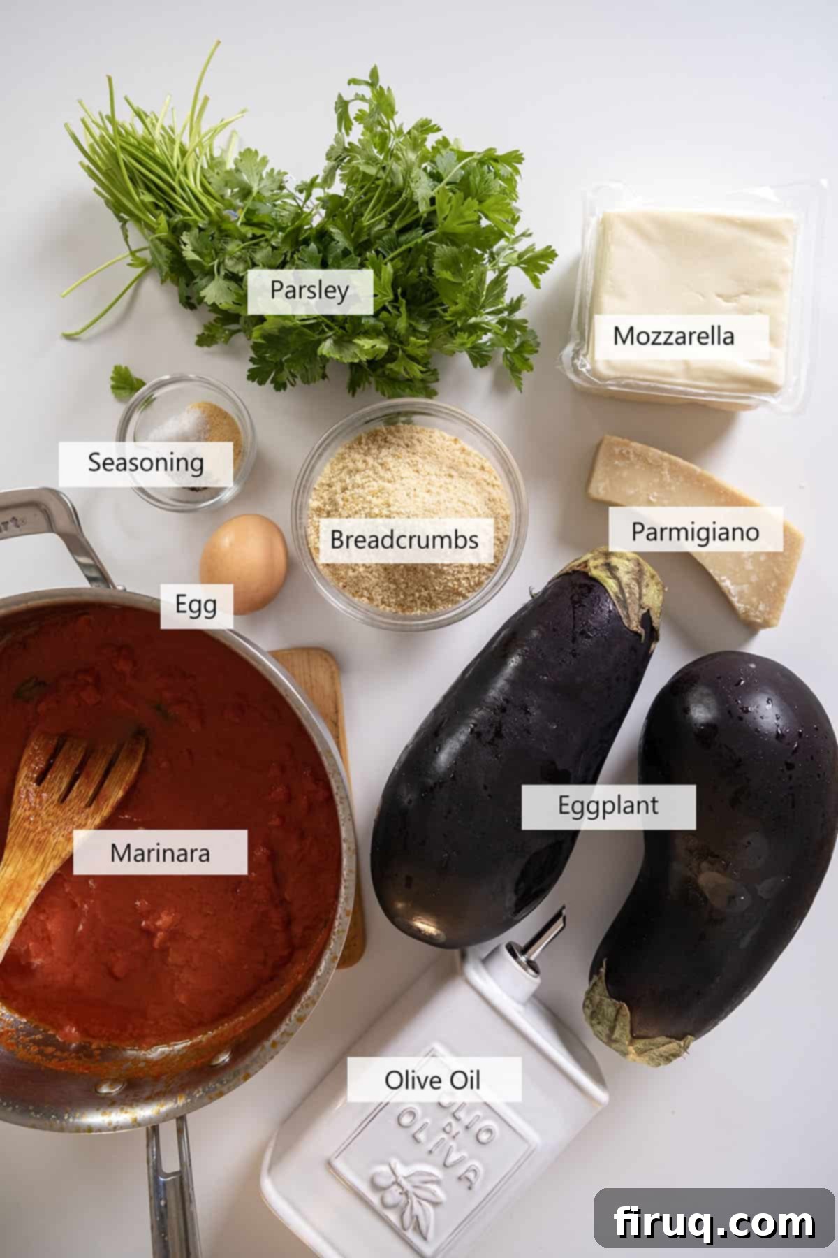 Eggplant Parmesan Sandwich 3 Ingredients for the recipe.