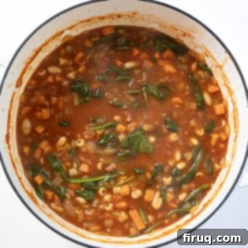 Hearty Italian Pasta and Bean Soup 11 Spinach wilted and mixed into the pasta fagiolo