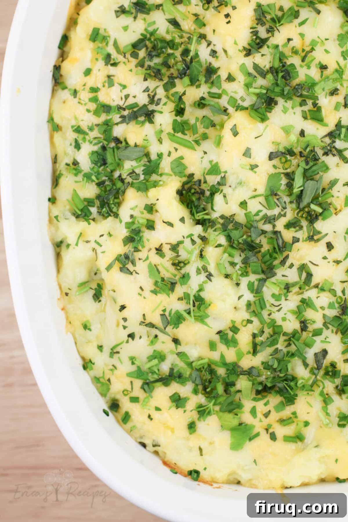 Garlicky Gruyere and Gouda Mashed Potatoes 4 close, top down view of prepared recipe