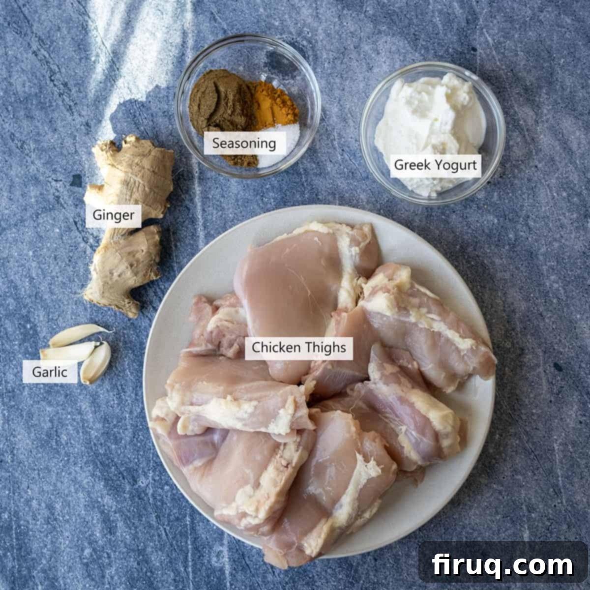 Golden Butter Chicken Comfort 3 Ingredients for the chicken marinade.