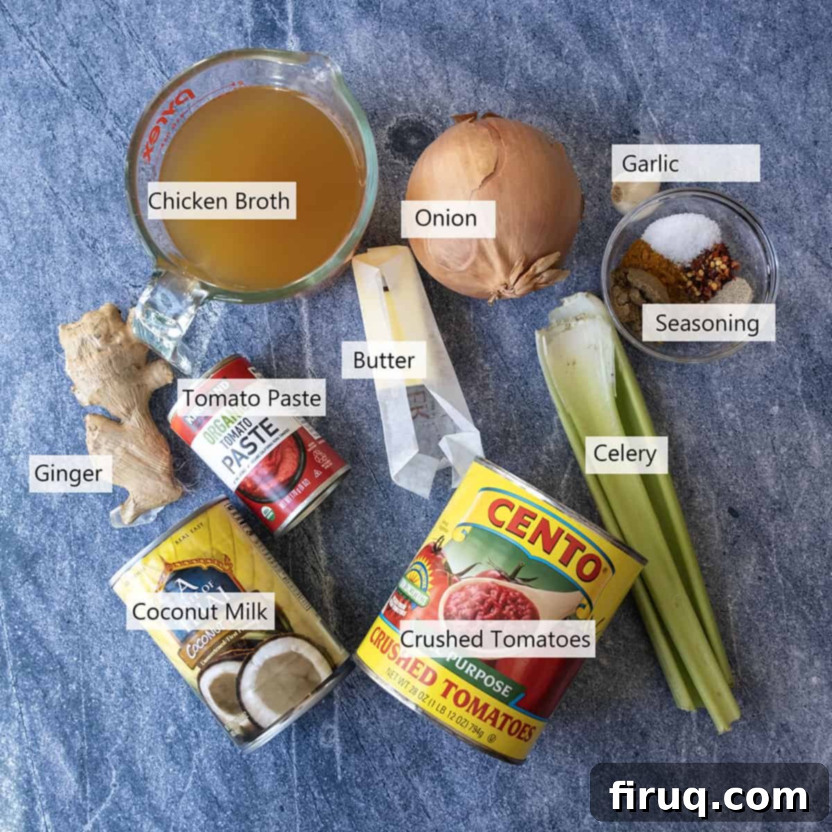 Golden Butter Chicken Comfort 4 Ingredients for the soup.
