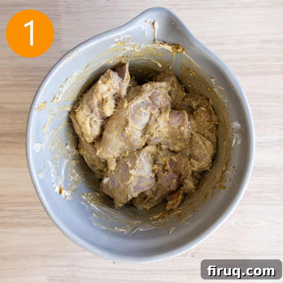 Golden Butter Chicken Comfort 5 Marinating chicken thighs in yogurt.