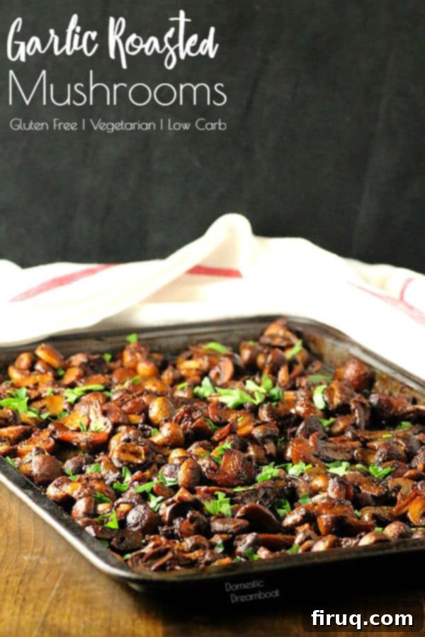 Enjoying Garlic Roasted Mushrooms A generous serving of Garlic Roasted Mushrooms, ready to enjoy as a delicious and healthy side - Gluten-free, Vegetarian, Low-Carb, Keto