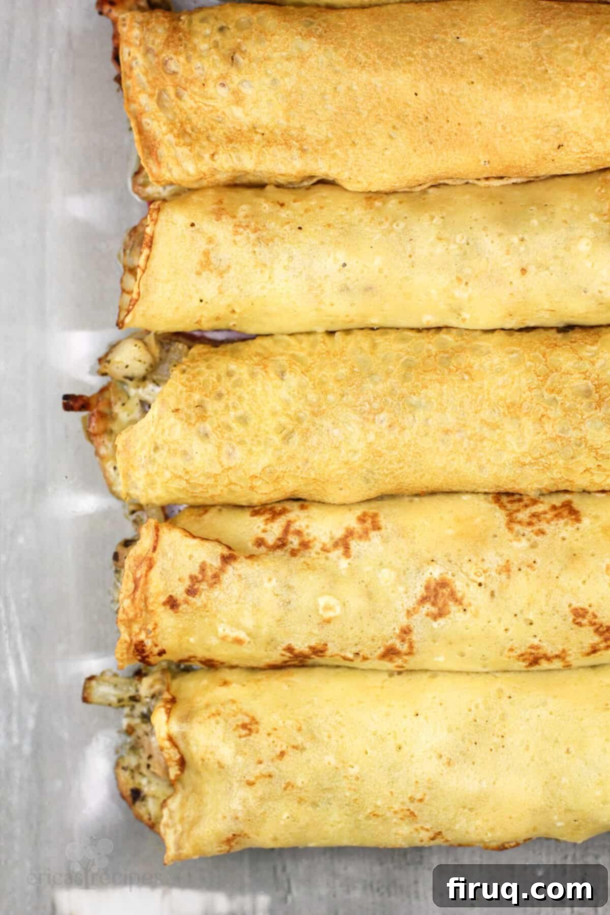 Savory Pesto Chicken Crepes 8 cooked crepes before topping with sauce