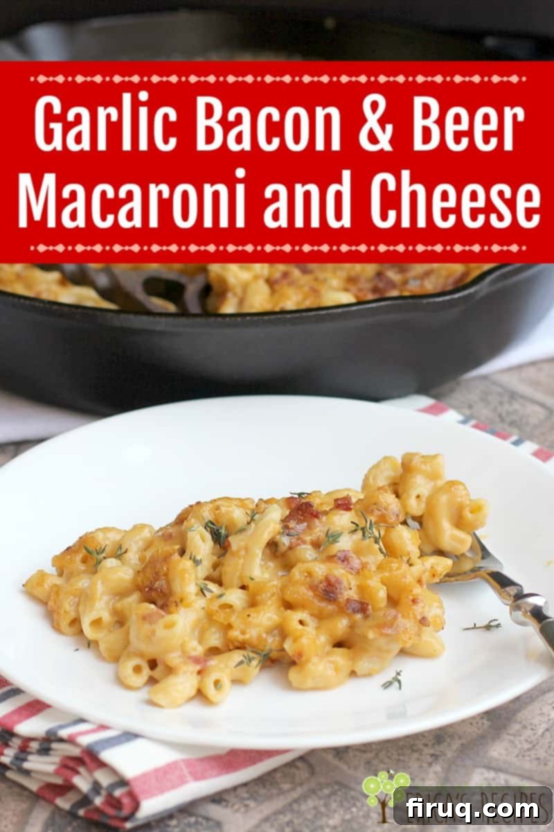 Beer-Infused Bacon Garlic Mac & Cheese 13 Garlic, Bacon, and Beer Macaroni and Cheese. This recipe has to happen in your life. #recipe #food #macaroniandcheese #beer #cheese #bacon