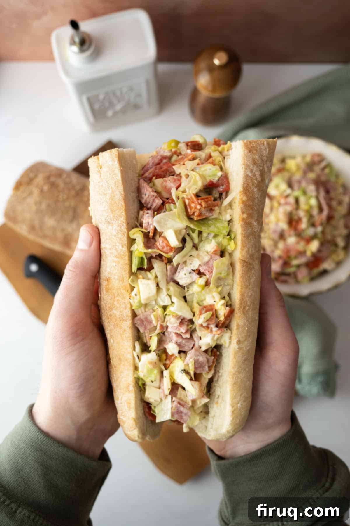 Chopped Italian Sub 2 Chopped Italian Salad in an Italian sub.
