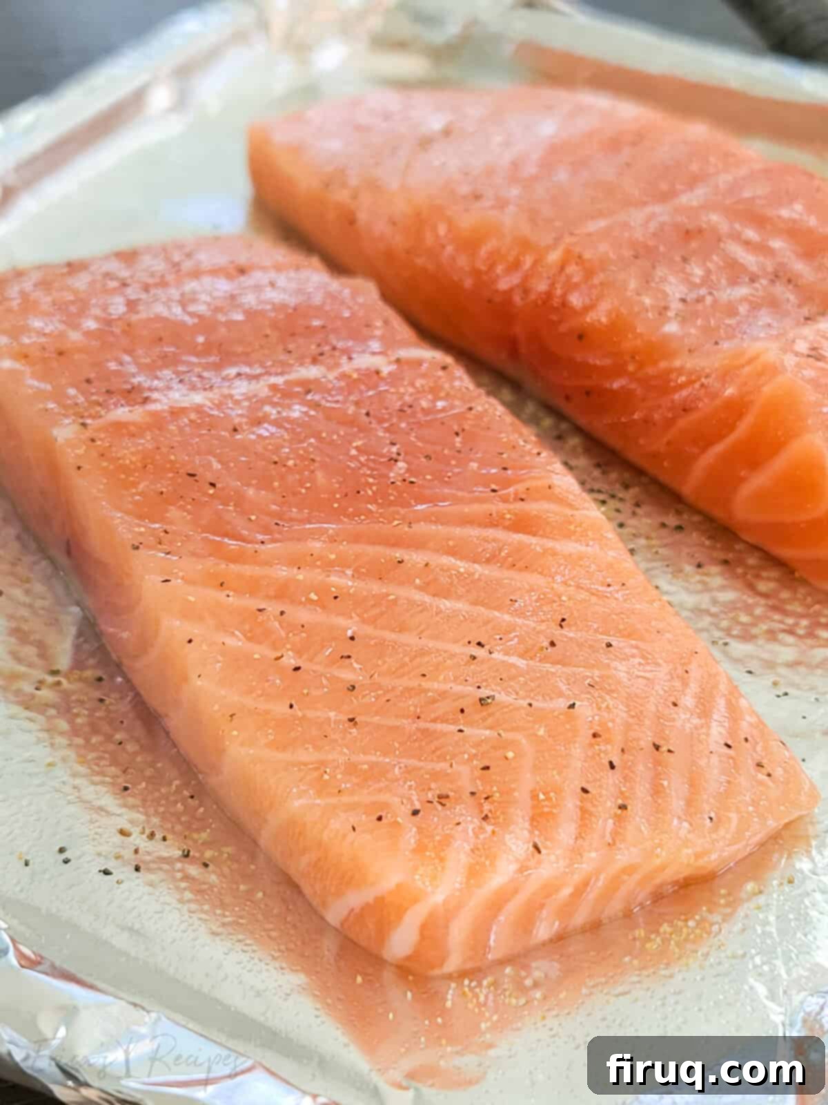 Easy Toaster Oven Salmon with Lemon Basil Butter 5 raw salmon on bake pan