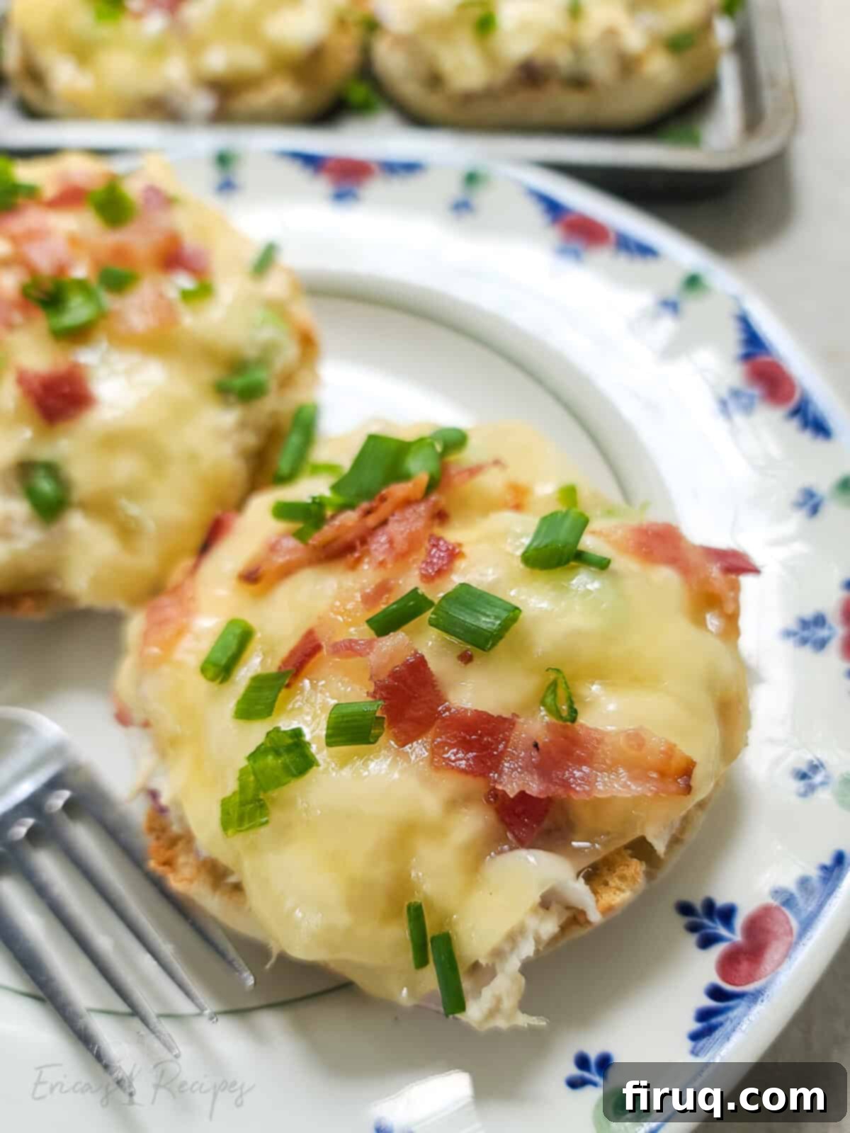 Crispy Bacon Tuna Melt 6 portion of prepared recipe on plate with fork