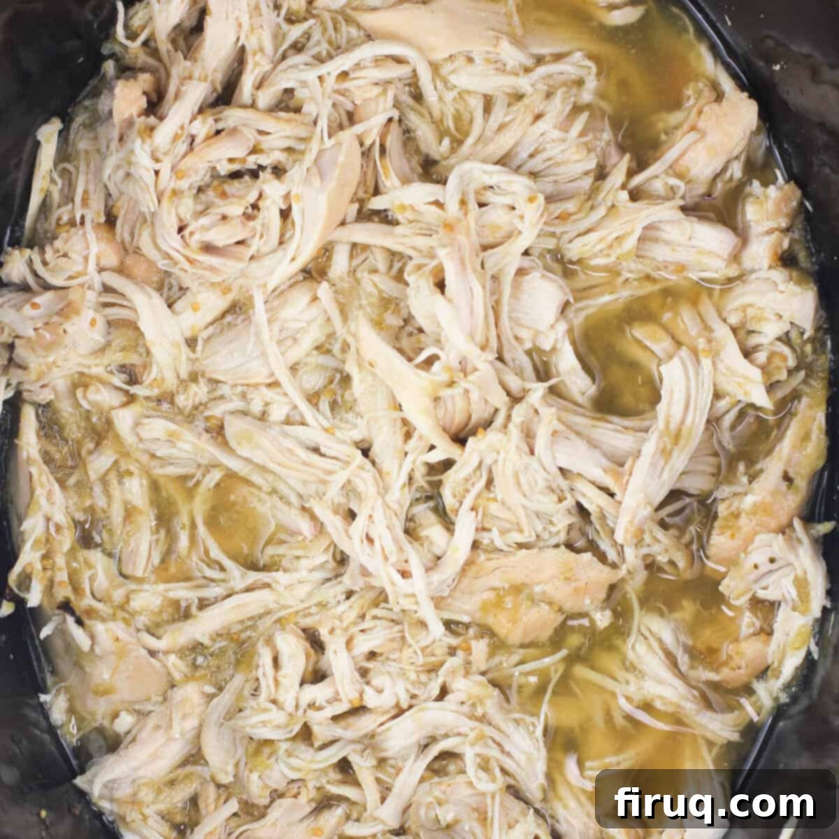 Easy 2-Ingredient Salsa Verde Chicken 4 shredded chicken in crock pot