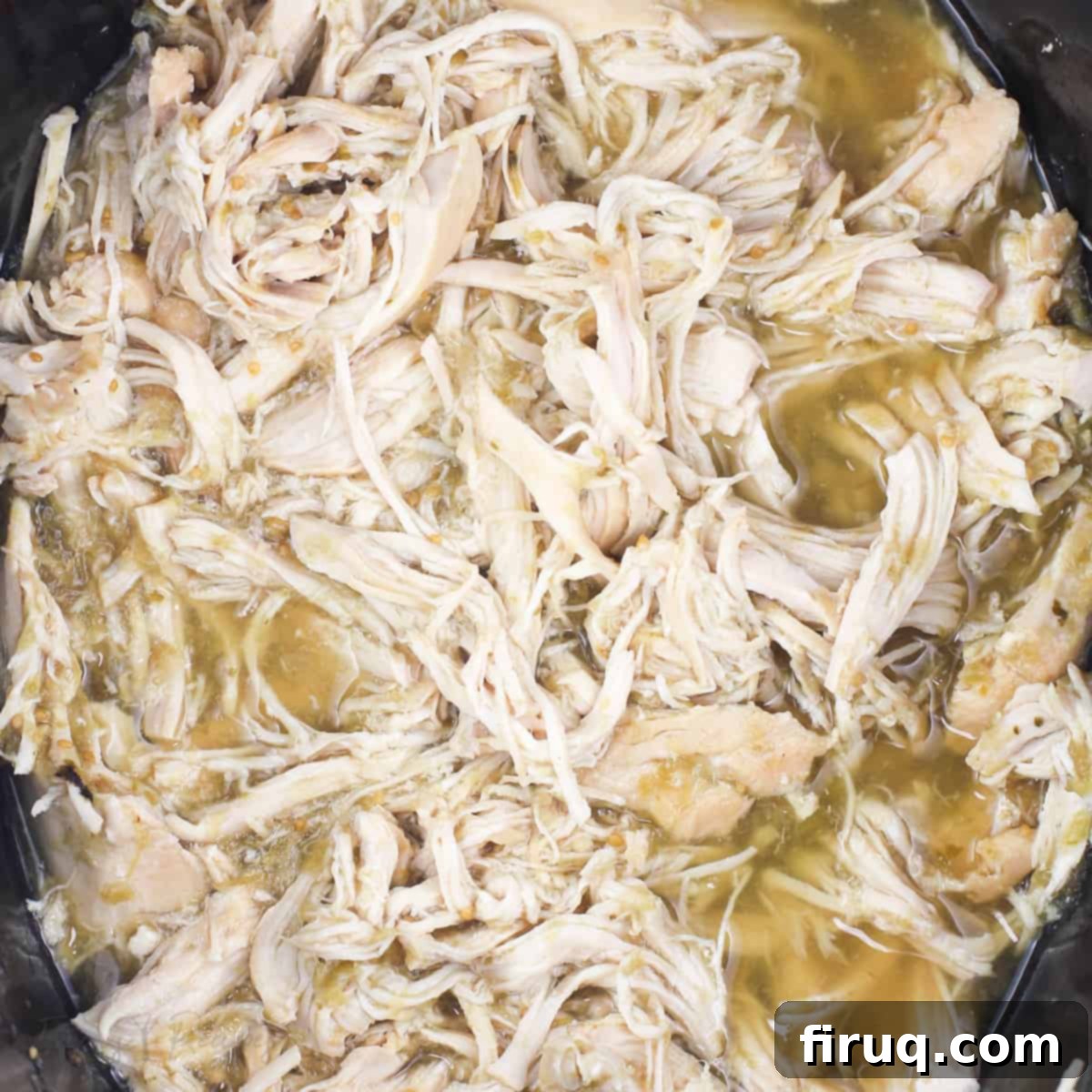 Easy 2-Ingredient Salsa Verde Chicken 5 shredded salsa verde chicken in slow cooker
