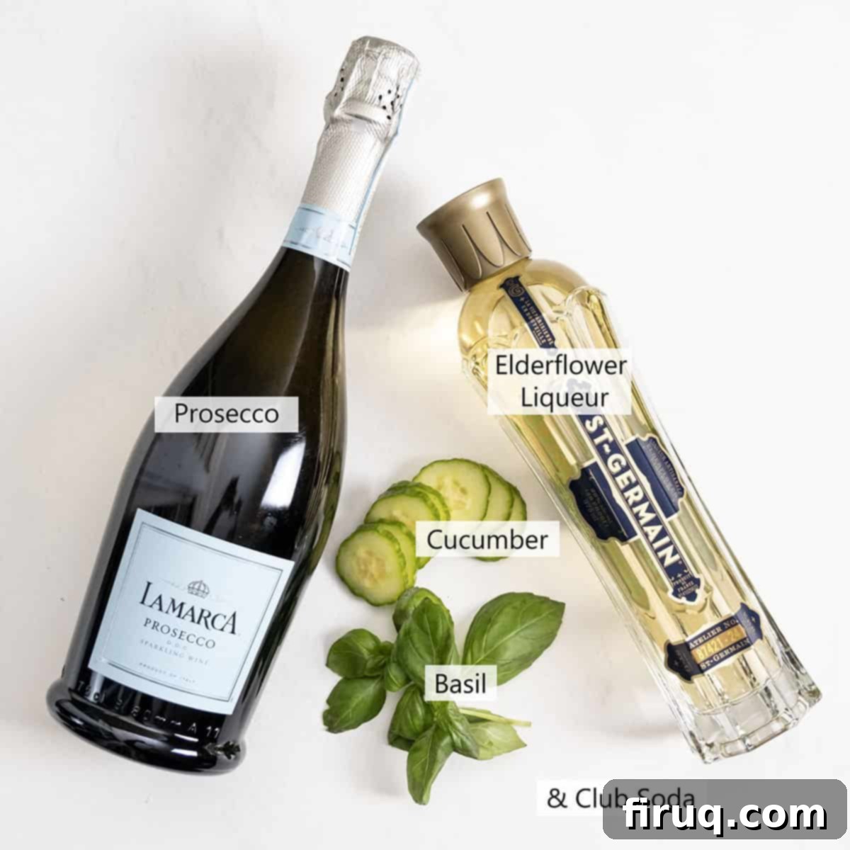 St Germain Basil Cucumber Cooler 3 Ingredients for a st germain spritz.