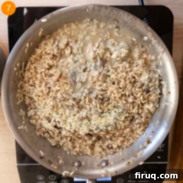 Mushroom Gorgonzola Risotto 10 Gorgonzola cheese and butter ready to be tossed into the finished risotto.