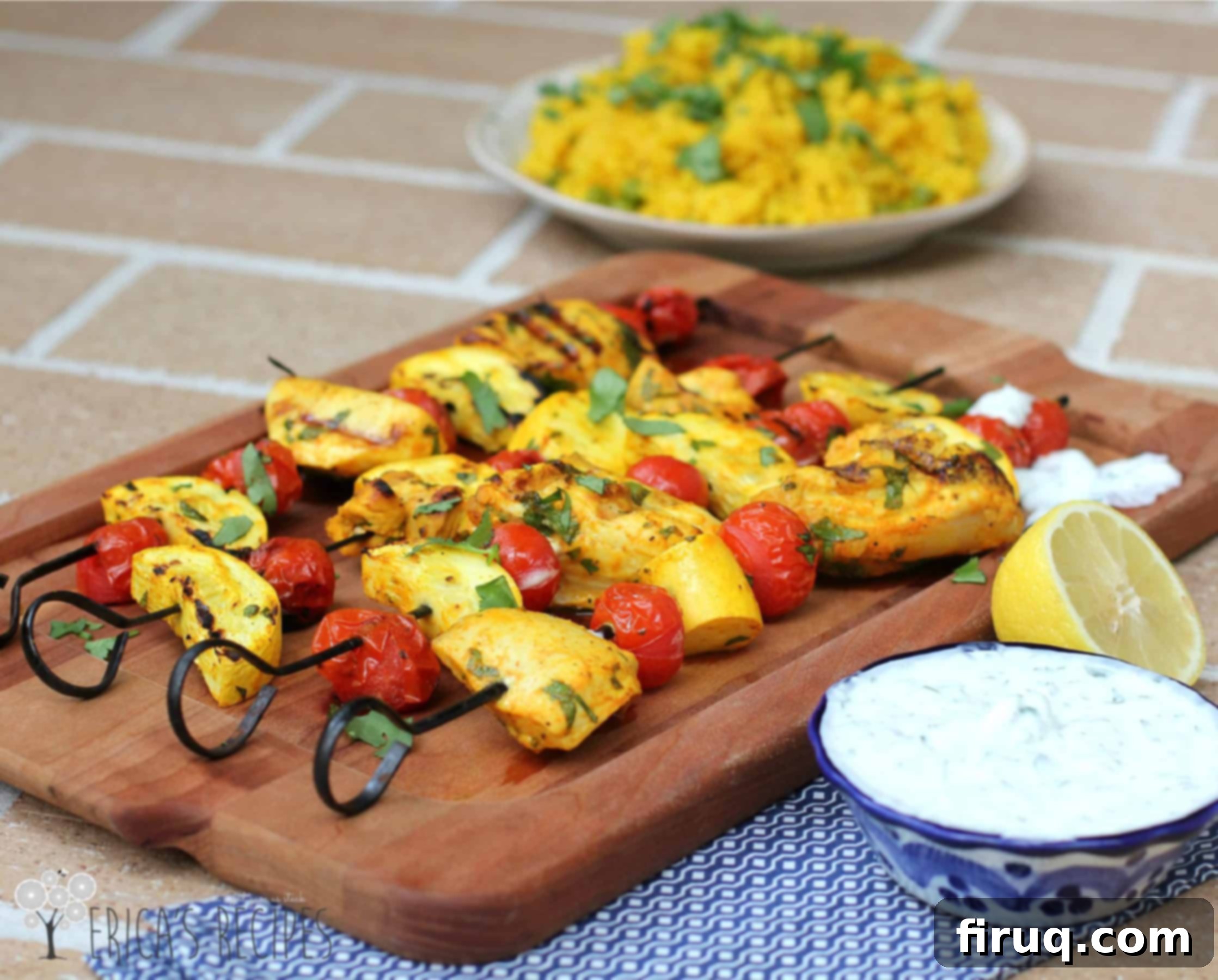 Persian Spiced Swordfish Skewers with Fresh Cilantro Tzatziki 3 Persian Swordfish Kabob with Cilantro Tzatziki