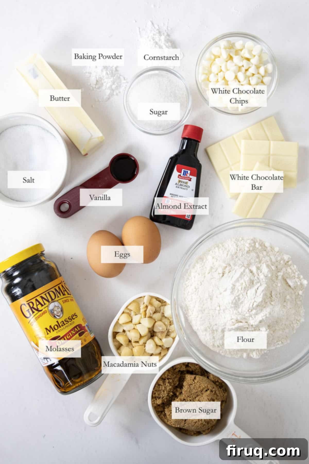 Irresistible Chewy White Chocolate Macadamia Nut Cookies 3 Ingredients for the cookies.