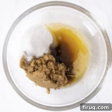 Irresistible Chewy White Chocolate Macadamia Nut Cookies 6 Brown butter combined with white and brown sugar.