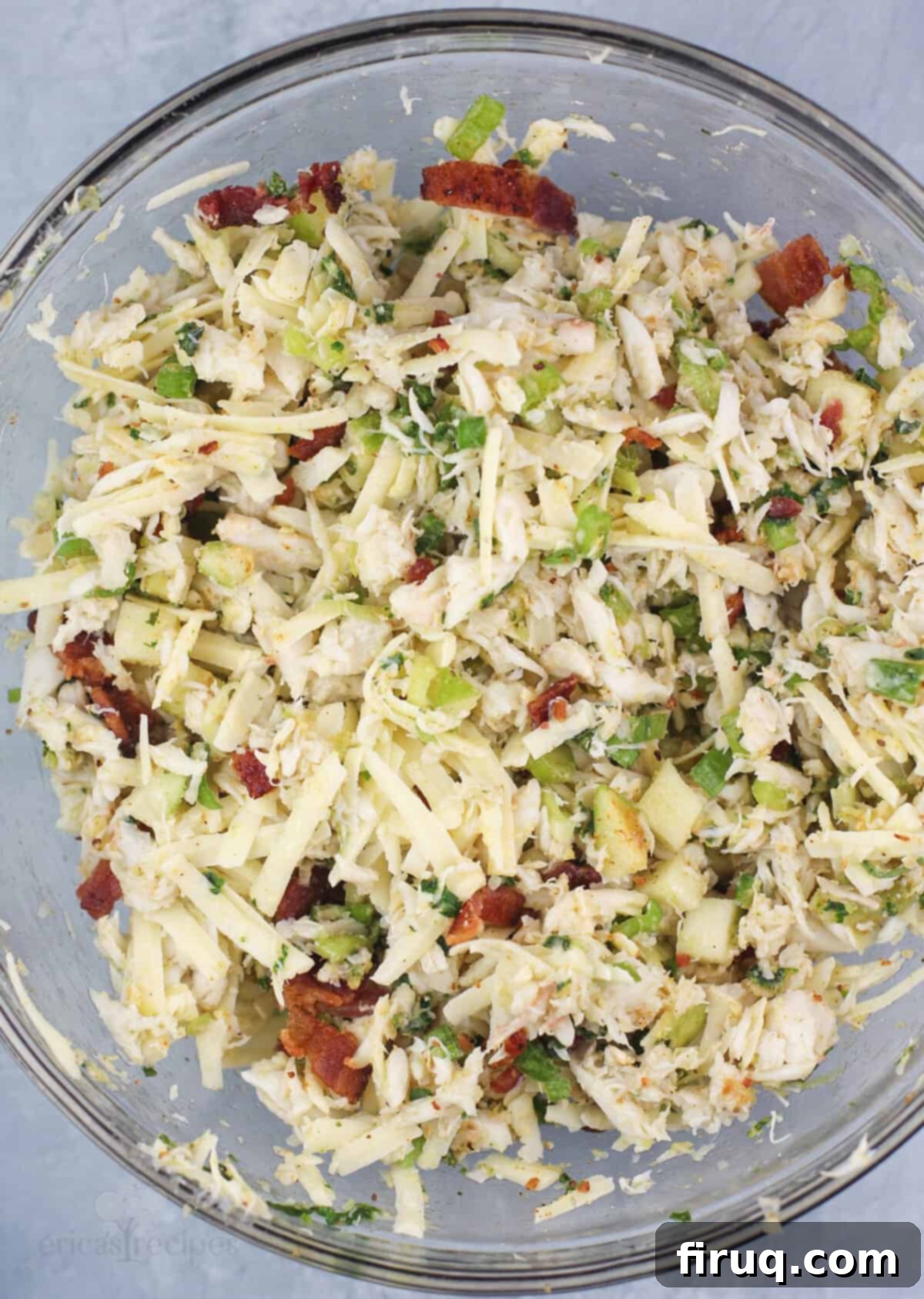 Savory Crab Stuffed Shells 4 crab filling in glass bowl