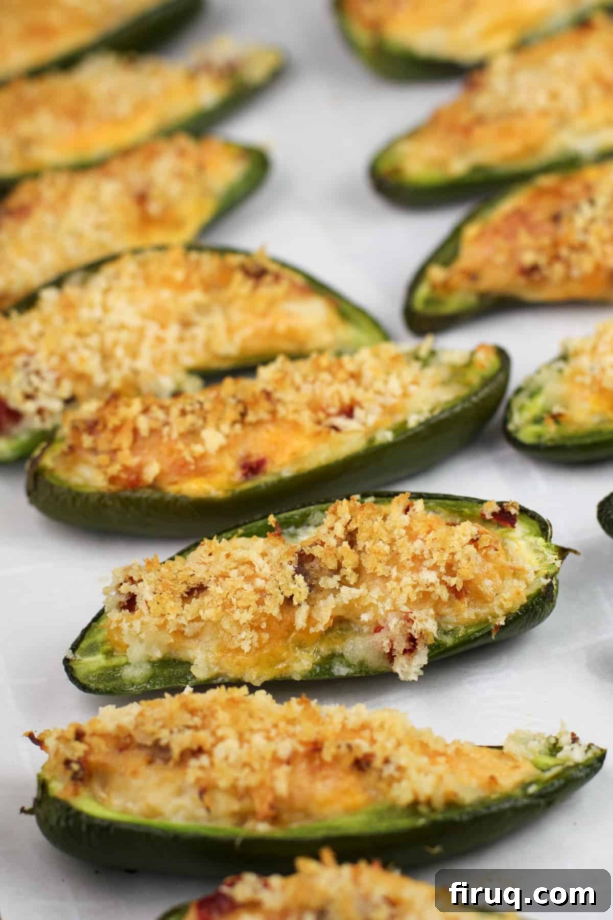 Cajun Crab-Bacon Blasters 3 prepared jalapeno poppers on bake sheet