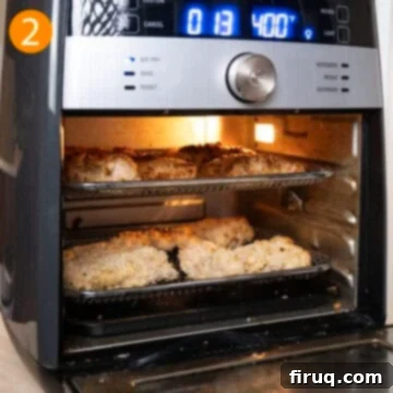 Ultimate Air Fryer Parmesan Chicken 5 Chicken thighs in the air fryer.