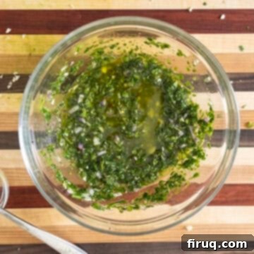 Vibrant Chimichurri Steak Tacos 8 Chimichurri sauce mixed in a bowl.