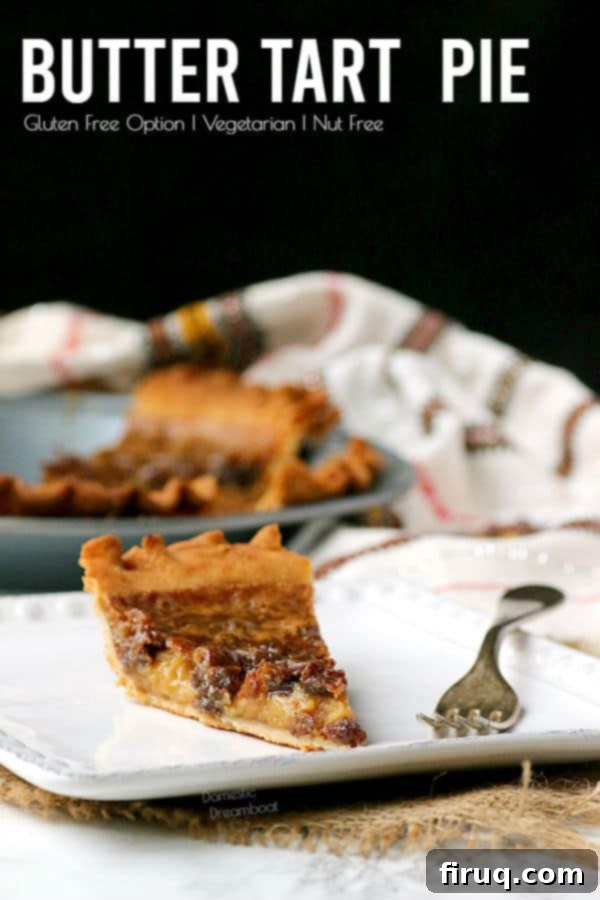 Baked Butter Tart Pie Close-up of the perfectly baked, golden-brown Butter Tart Pie, ready to be served.