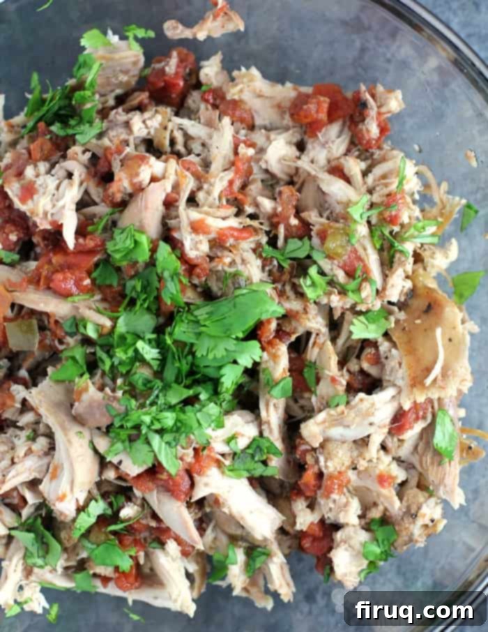 Spiced Mexican Shredded Chicken 3 Mexican Pulled Chicken in a slow cooker, showcasing the simplicity of the dish.